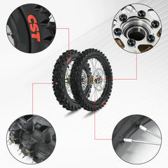 Woodniu Racein Surron Hyper Bee Front & Rear Wheel Assembly - 14" & 12" Off Road Wheels (Front 60/100-14, Rear 70/100-12) Complete Wheel Set for Surron Hyper Bee Electric Dirt Bike