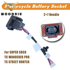 Woodniu Racein Super SOCO TS Street Hunter TC Wanderer Battery Socket & Charging Cable Set - Charging Plug Connector Kit for Super SOCO Electric Motorcycle