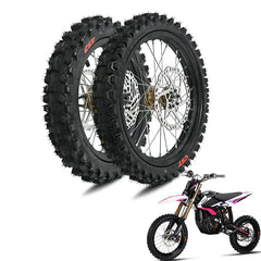 Woodniu Racein Surron Hyper Bee Front & Rear Wheel Assembly - 14" & 12" Off Road Wheels (Front 60/100-14, Rear 70/100-12) Complete Wheel Set for Surron Hyper Bee Electric Dirt Bike