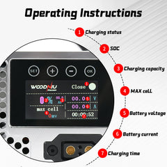 Woodniu Racein Super SOCO CPX 15A Fast Charger - 70.5V 15A Smart Lithium Battery Charger with LCD Display for Super SOCO CPX Electric Motorcycle