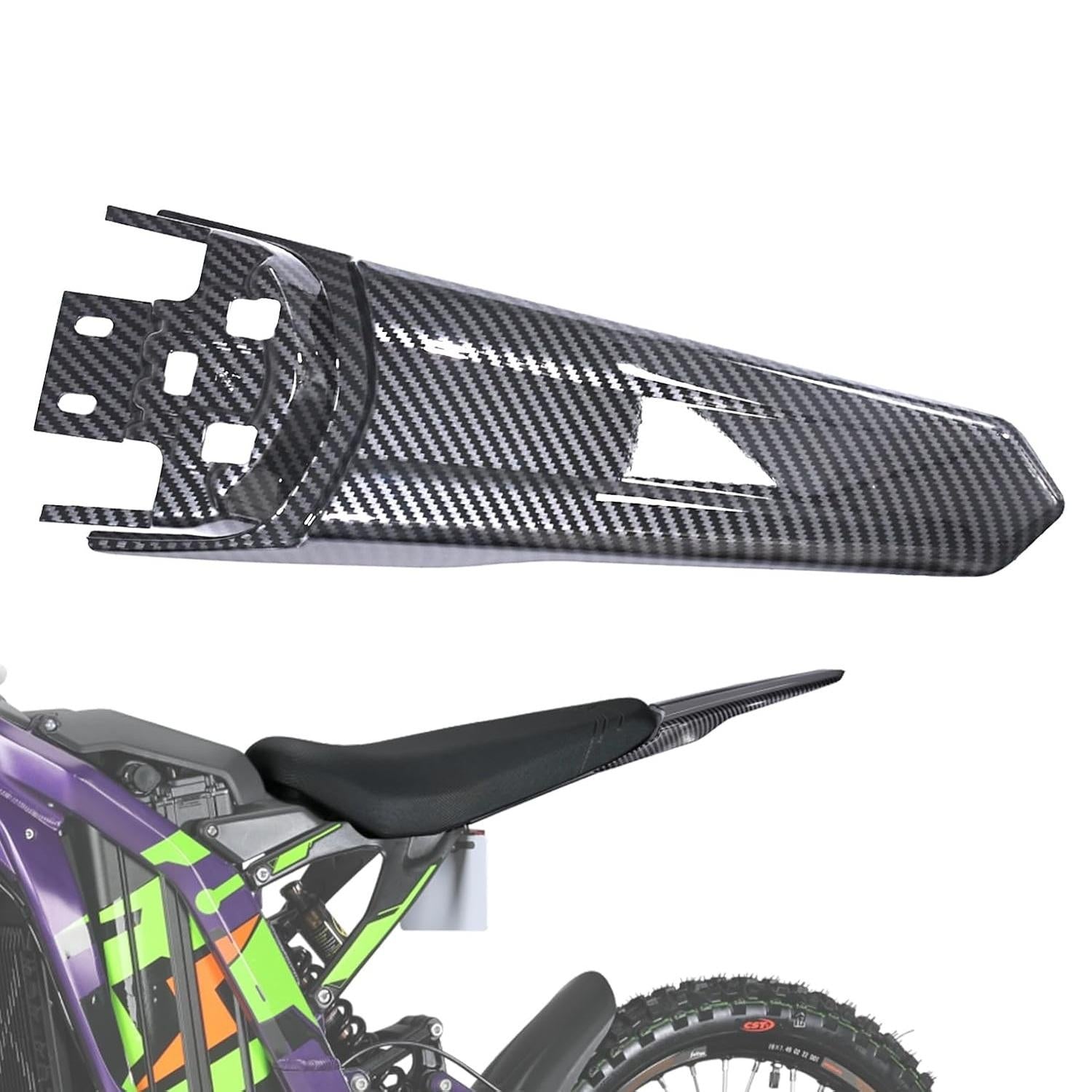 Hyperbee Rear Fender Extended Tail Fender for Surron Light Bee X/S,Imitation Carbon Fiber ...