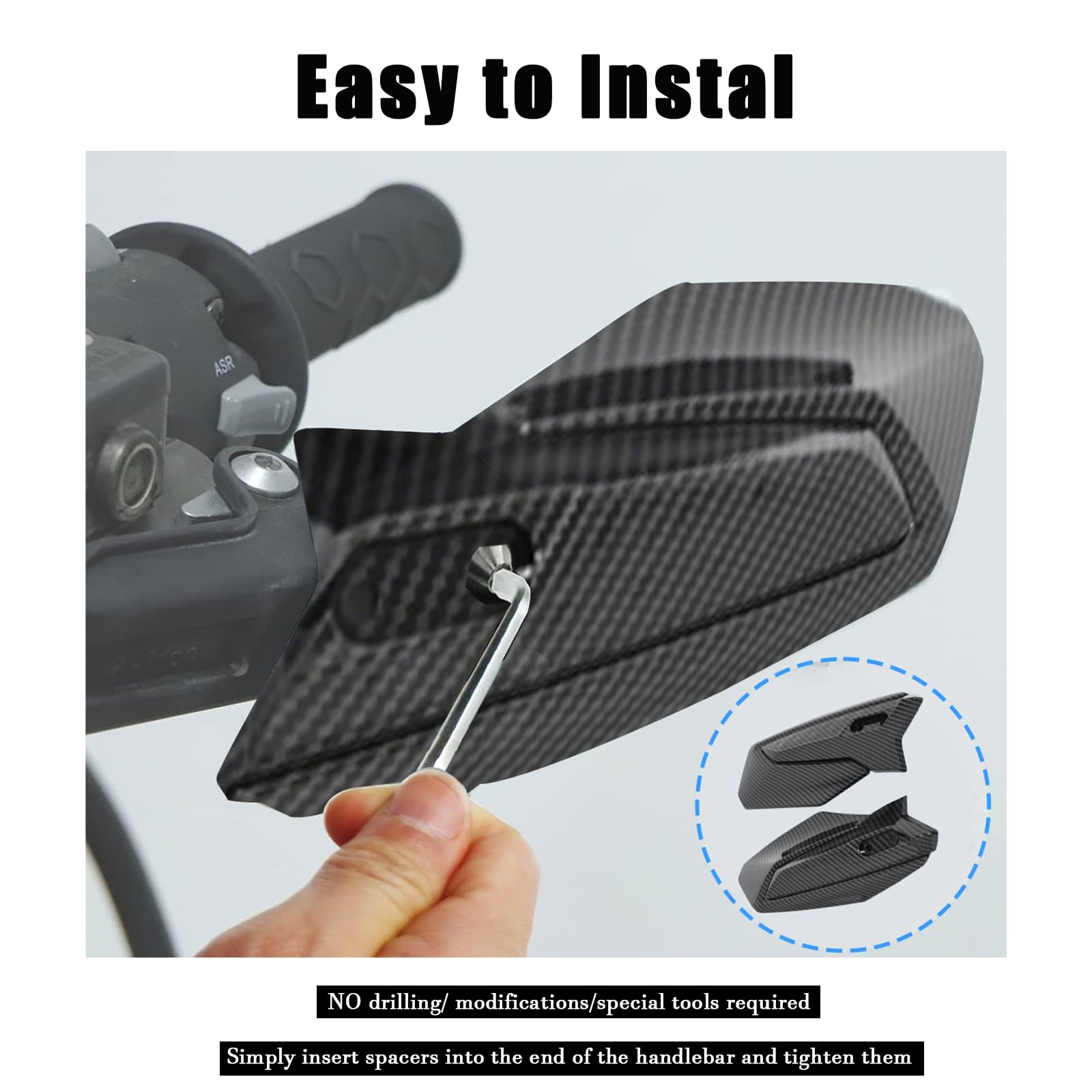 Handlebar Cover for Surron Ultra Bee, Water Transfer Carbon Fiber Pattern Hand Guard Hand Bar Protect Cover for Sur Ron Offroad E-Bike Dirtbike