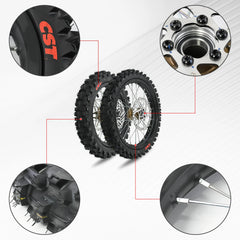 60/100-14 Front+70/100-12 Rear Wheel Tire Rim Assembly for Surron Hyper Bee Motorcycles Wheel Kit Electric Dirt Bike Accessories