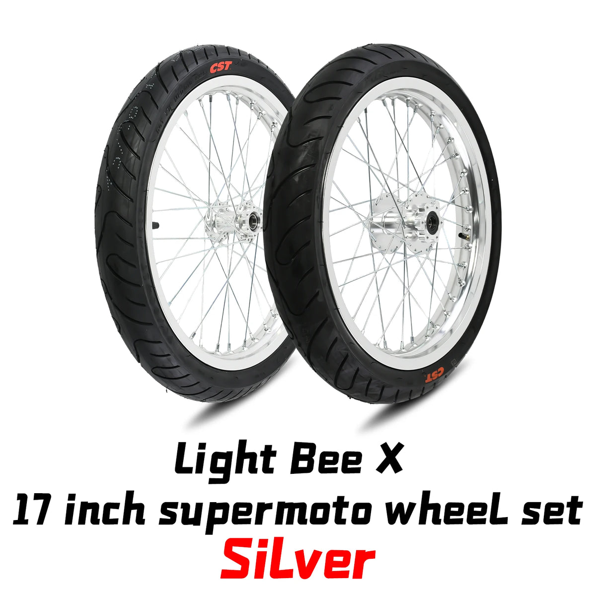 17 Inch Wheels Set for Surron Light Bee Motorcycles Supermoto Wheel Kit Silver Spoke Electric Dirt Bike Motorcycle Accessories
