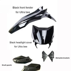 For SURRON Ultra Bee OEM Black Front Fender Black Mudguard Headlight Shroud Skid Plate Brackets Brush Guards for Surron Parts