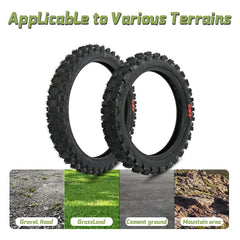 60/100-14 Front+70/100-12 Rear Wheel Outer Tire for Surron Hyper Bee Wheel Kit Electric Dirt Bike Motorcycles Accessories