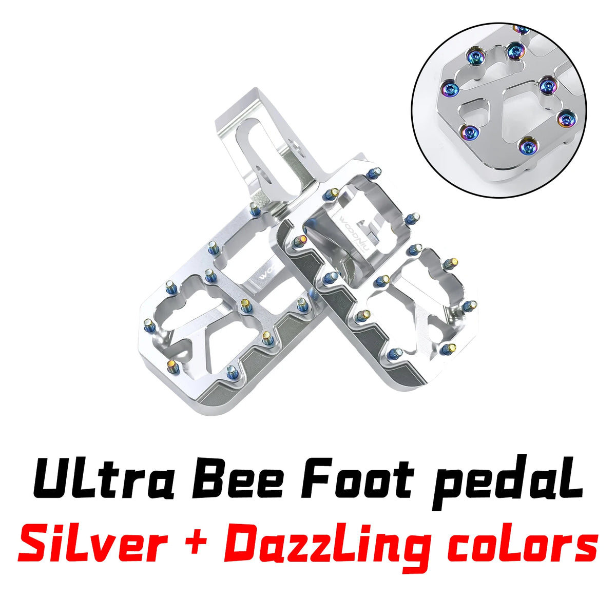 Woodniu Racein CNC Aluminum Foot Pegs Pedals - Wide Platform Footrests for Surron Ultra Bee Electric Dirt Bike