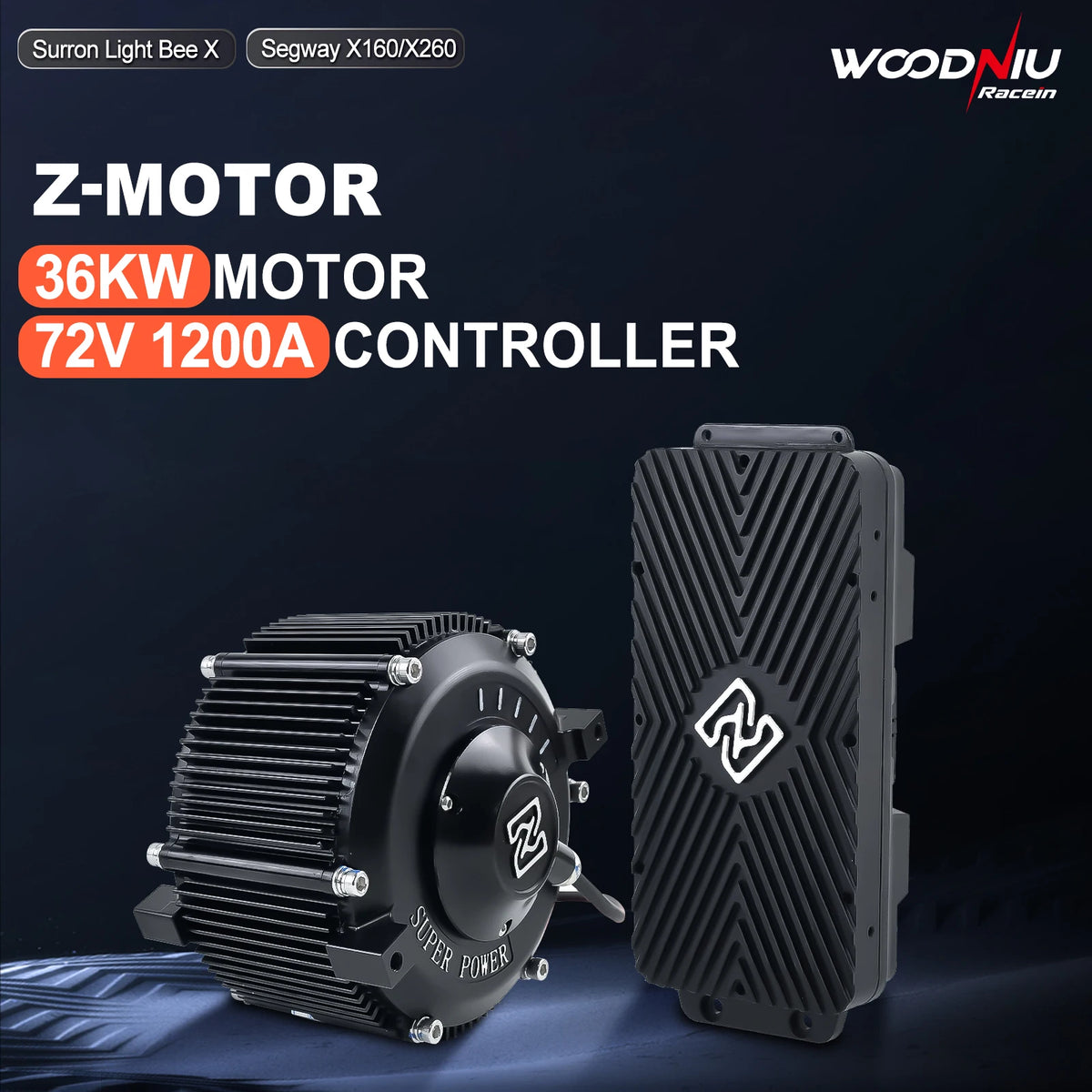 Woodniu Racein Surron Light Bee X Z-Motor 36KW PMSM Motor - 72V 1200A Controller Kit - High Performance Electric Dirt Bike Upgrade