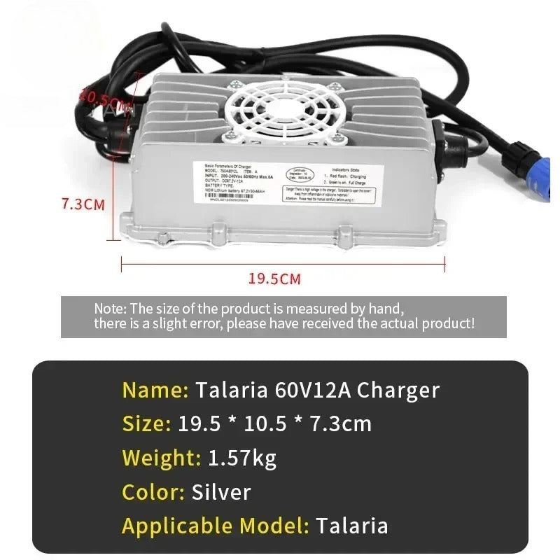 For Talaria Sting 60V12A Charger TALARIA Charging Tools Motocross Dirtbike Off-road Motorcycles Accessories