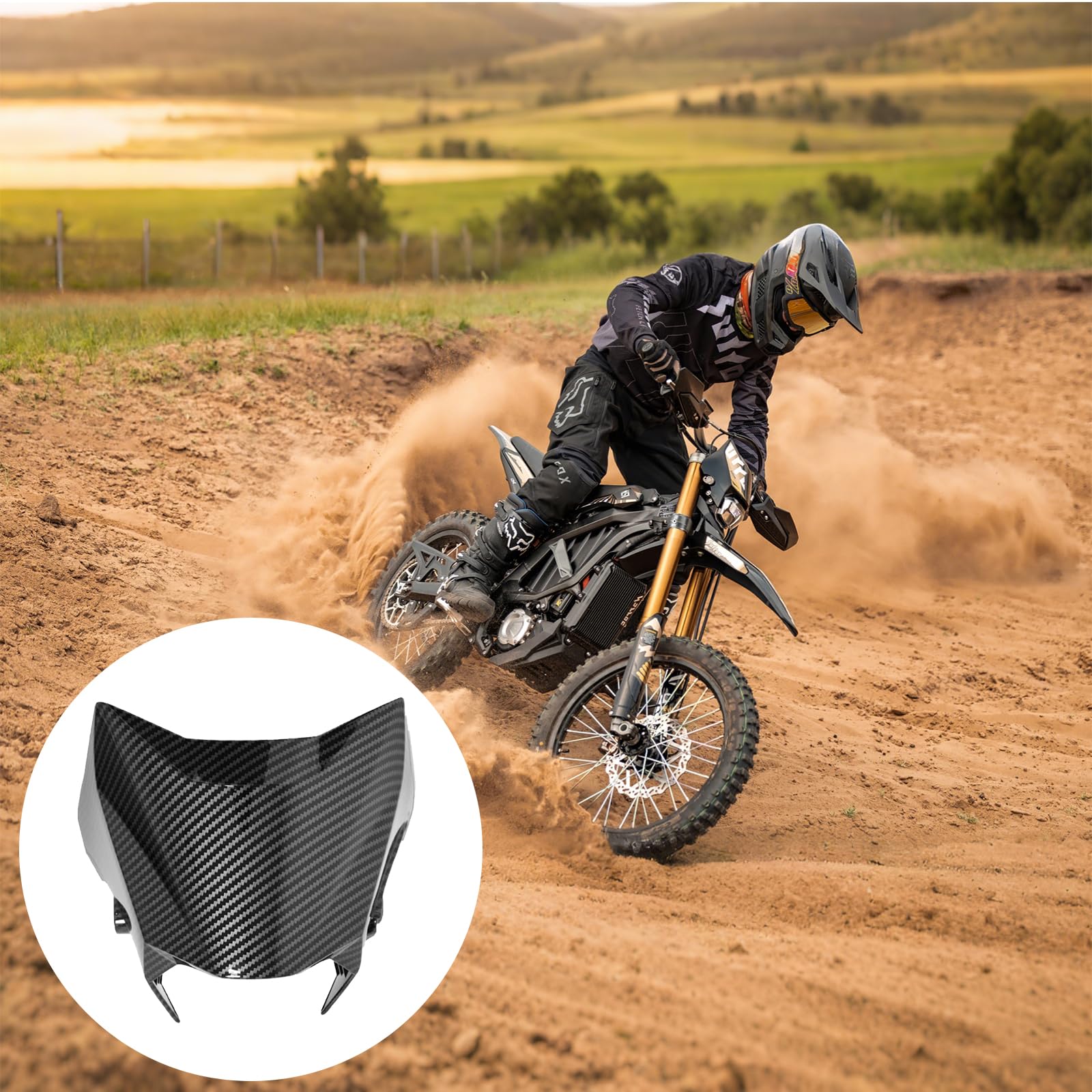 Headlight Cover for Surron Ultra Bee, Motorcycle Mudguard Fender, Imitate Carbon Fiber Windshield for Sur Ron Electric Dirt Bike custom
